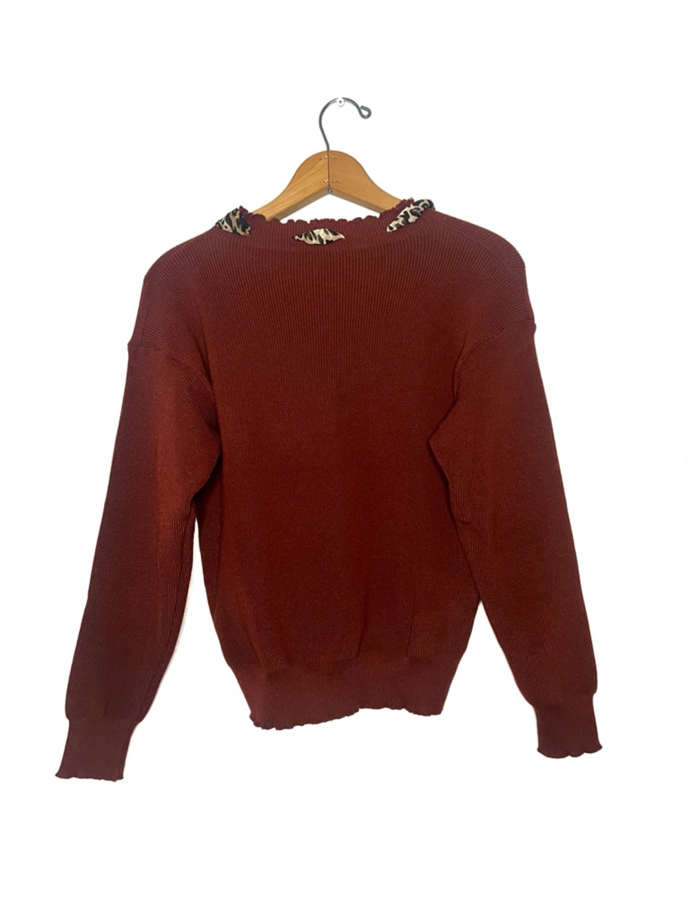 Crewneck Sweater with Leopard Bow - Picture 2 of 3